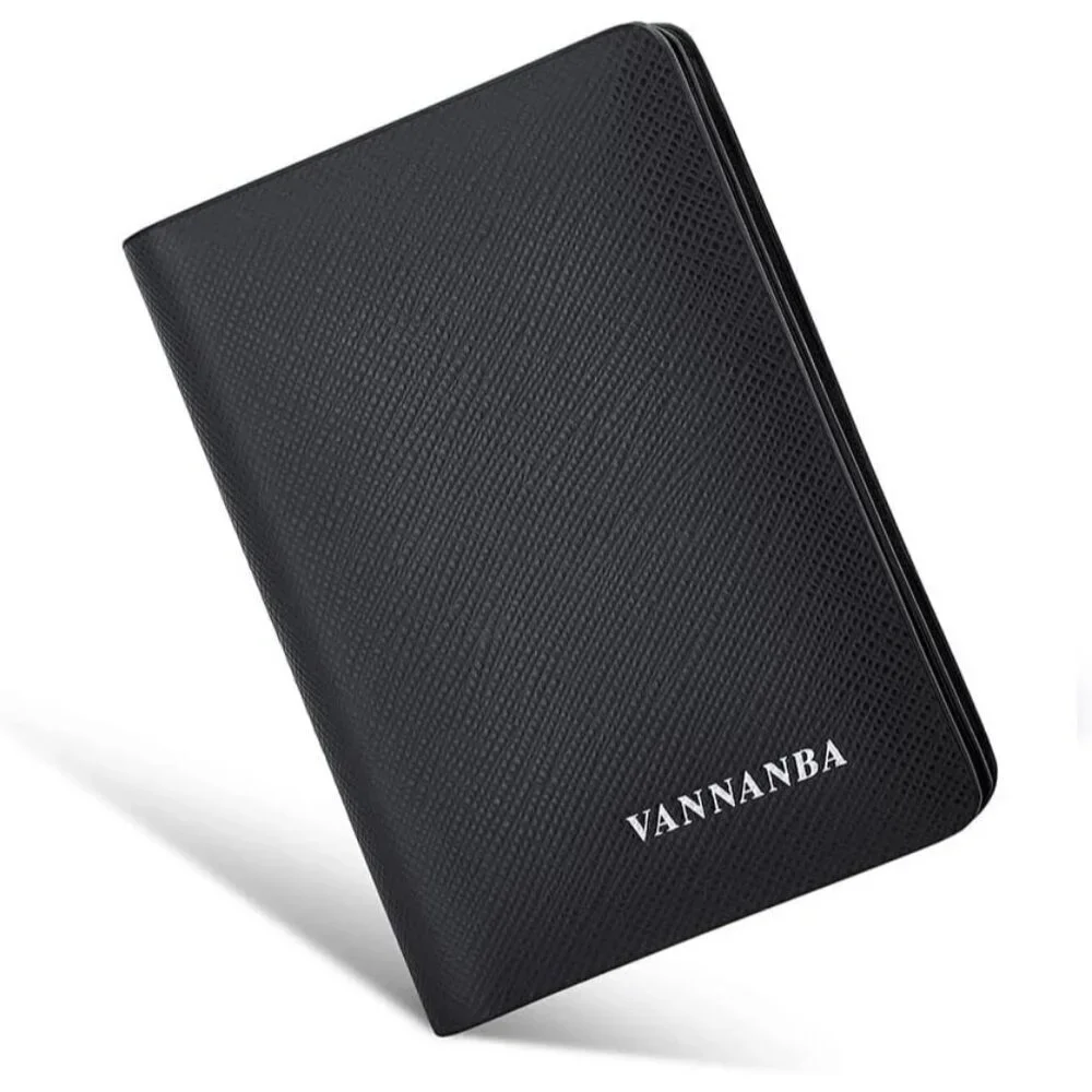 Men's Black Genuine Leather Credit Holder Pocket Bifold Wallets Card Design